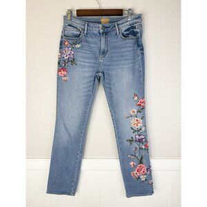 Driftwood Jeans Audrey Womens Sz 29 Boho Embroidered Floral Mid Rise Straight